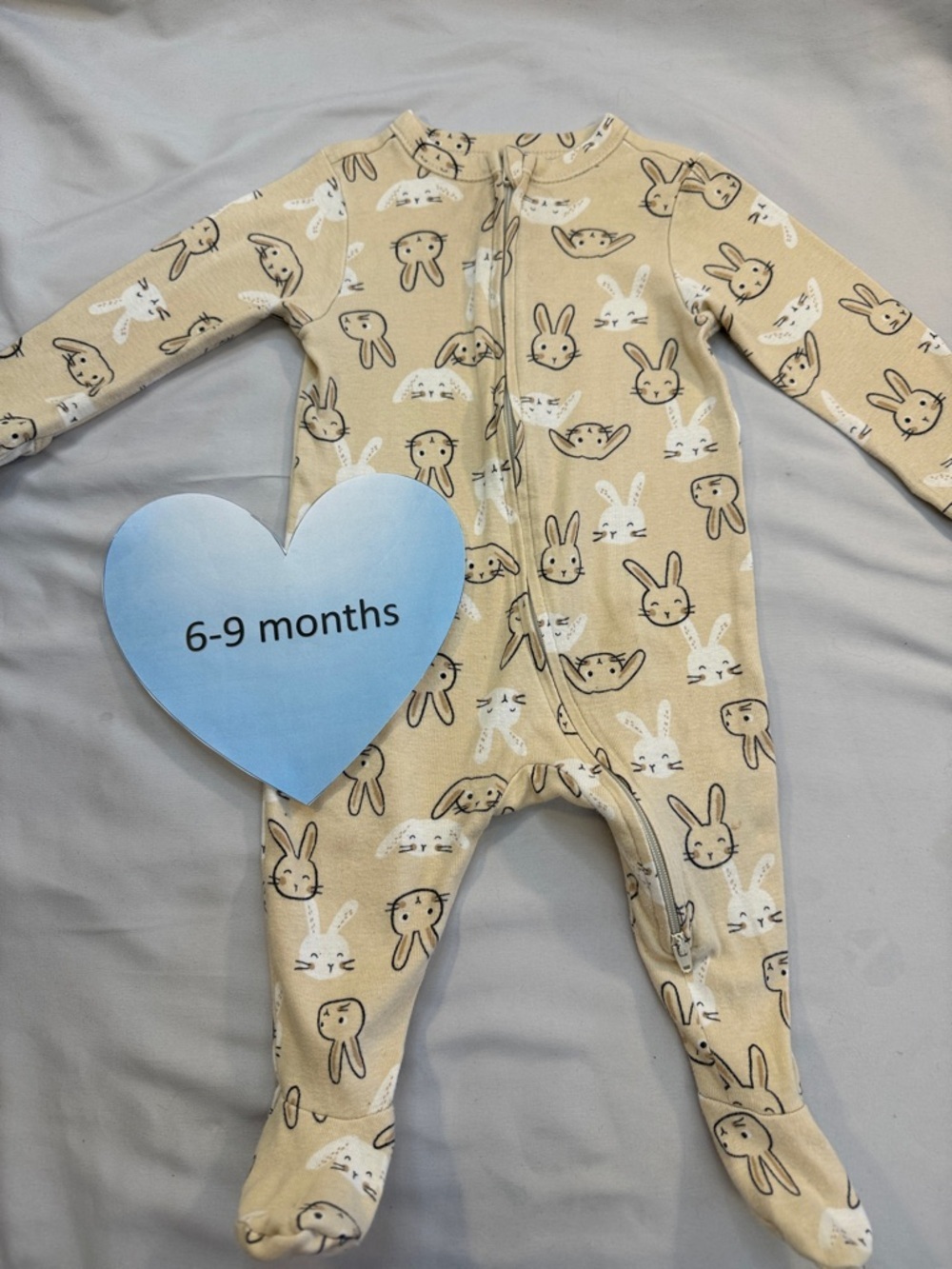 Old Navy Tan Bunny Print Footed Pajamas